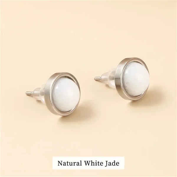 Fashion Handmade Lovely 10mm Natural Stone Stud Earrings Stainless Steel Earrings Tiger Eyes Agate Women Jewelry Gift OLstyle