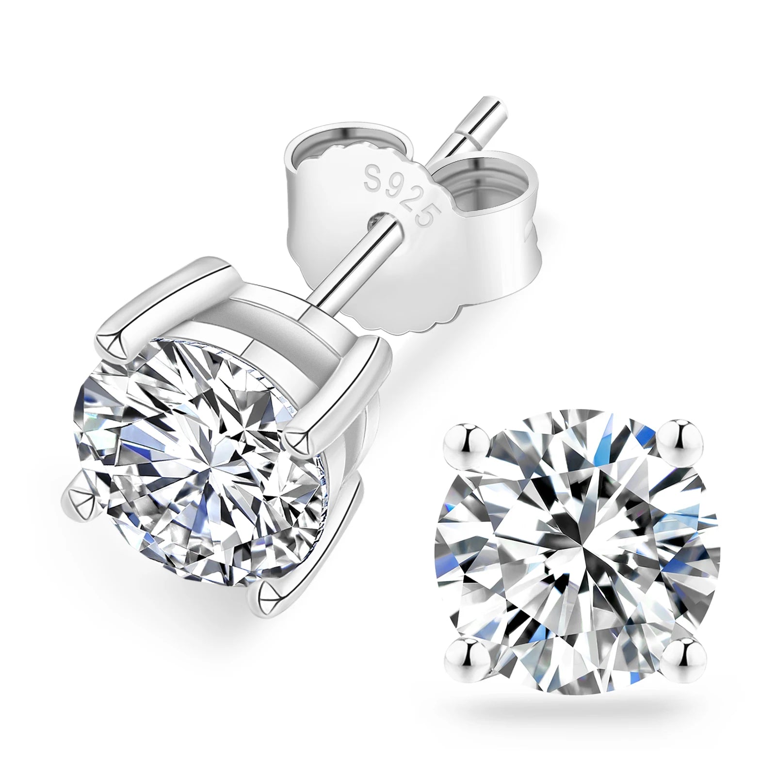 0.2-3ct Moissanite VVS Lab Created Diamond Stud Gifts 14K Gold Plated S925 Sterling Silver Hypoallergenic Earrings for Women Men