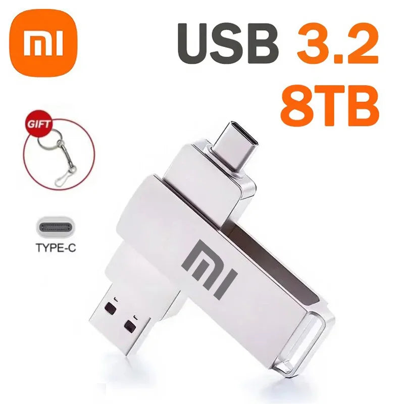 Xiaomi 16TB Flash Drive USB 3.2 High Speed USB Transfer Type-c 2-In-1 8TB 16TB OTG Pendrive Waterproof Flash Disk For Computer