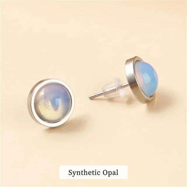 Fashion Handmade Lovely 10mm Natural Stone Stud Earrings Stainless Steel Earrings Tiger Eyes Agate Women Jewelry Gift OLstyle