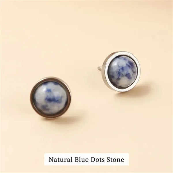 Fashion Handmade Lovely 10mm Natural Stone Stud Earrings Stainless Steel Earrings Tiger Eyes Agate Women Jewelry Gift OLstyle