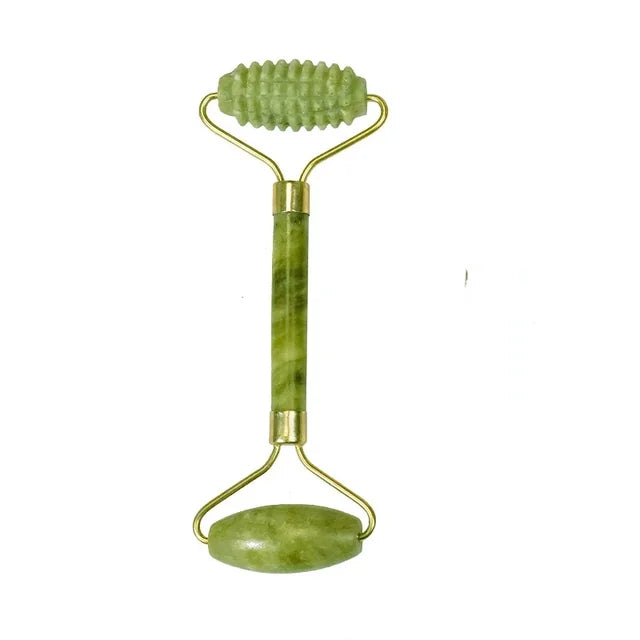 Natural Jade Roller Massager for Face Body Back Foot Massage Roller Facial Liftting Anti-wrinkle Double-end Gua Sha Jade Stone
