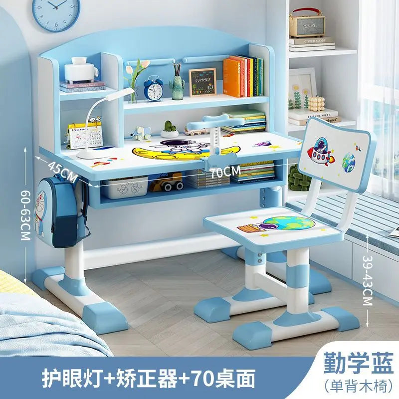 デスク 子供用本棚 一体型テーブル 子供用テーブルと椅子のセット 座り姿勢矯正 ライティングテーブル