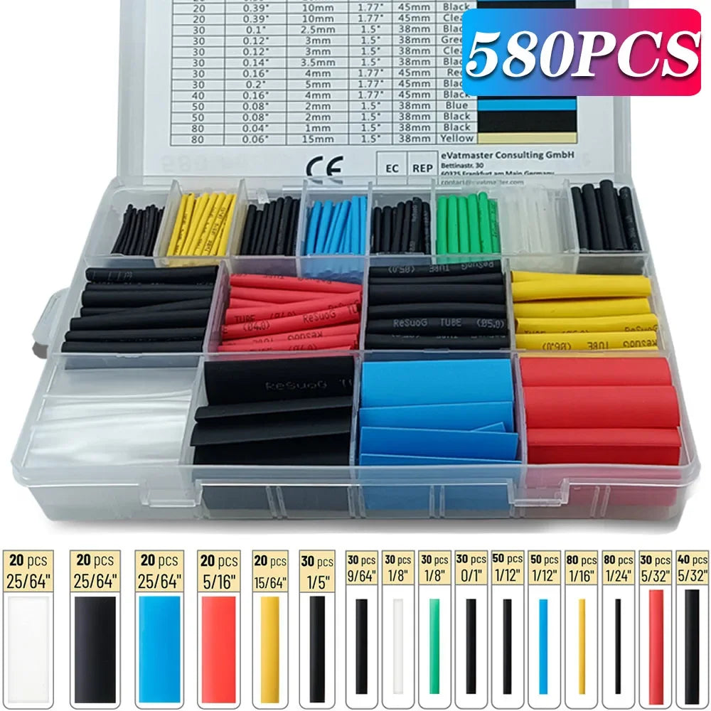 Heat-shrink Tubing Thermoresistant Tube Heat Shrink Wrapping Kit Electrical Connection Wire Cable Insulation Sleeved Protecter
