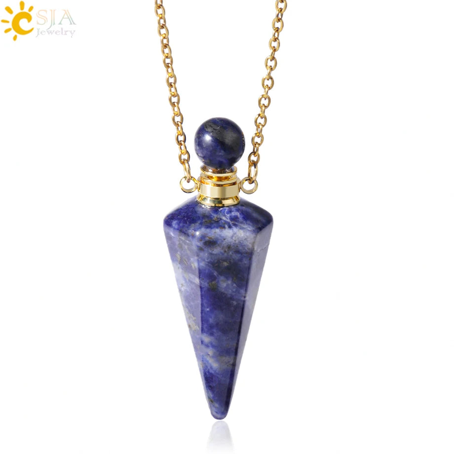 Natuursteen Kegel Parfumflesje ketting Healing Clear Quartz Crystal Hanger Reiki Essentials Olie Diffuser Flacon Ketting H119