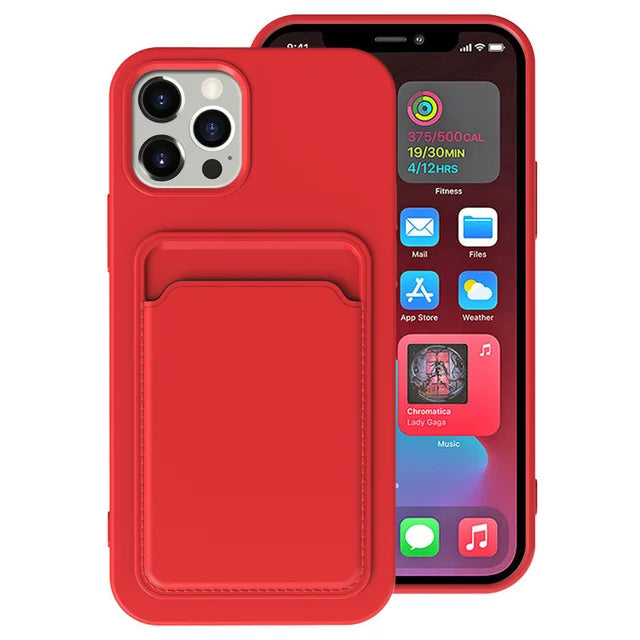 Phone Case For IPhone 16 Pro Max Case IPhone 12 Mini TPU Frosted Soft Protective Cover iPhone 14 Card Pocket 15 Plus