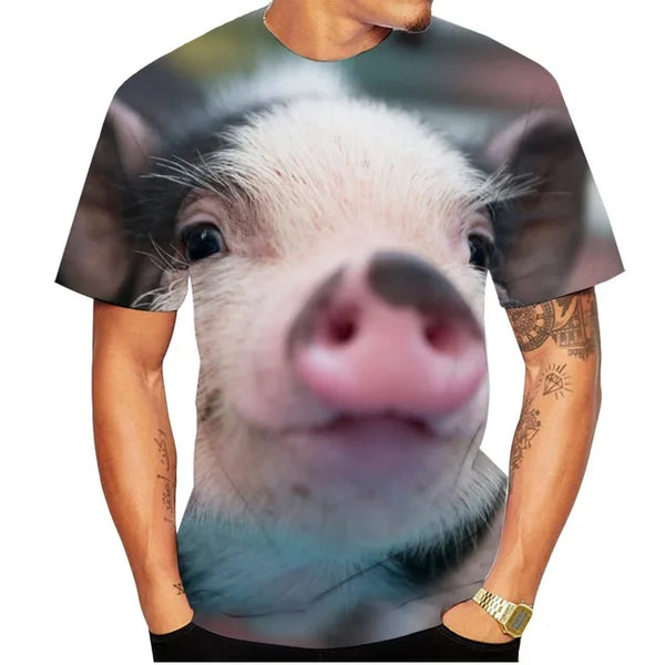 Camiseta con estampado 3D para hombre y mujer, camisa de manga corta con estampado de animales, personalizada, divertida, cerdo gordo, novedad de verano