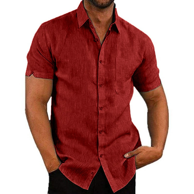 Mens Summer Short Sleeve Polo Shirts Work Casual Loose Button Up T Shirt Tops