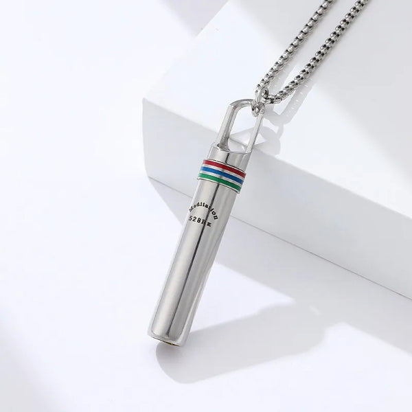 528Hz Low-frequency Whistle Sound Healing Meditation Breathing Decompression Whistles Stainless Steel Mindfulness Pendant