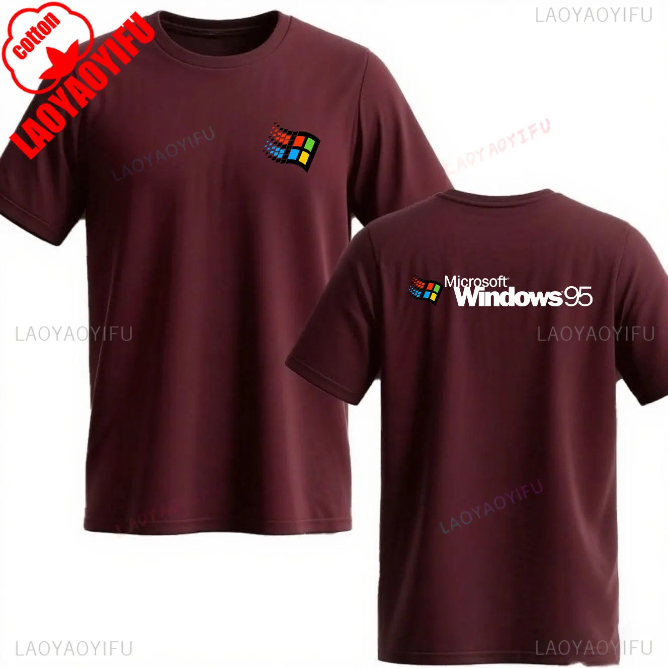 Windows 95 Small T-Shirt Summer Cotton Blouse Men 7 T Shirt Windows Casual Stylish Street Short Sleeve Gothic Vintage Streetwear