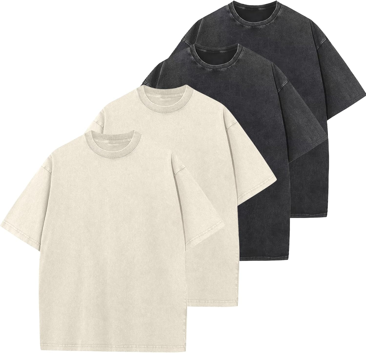 Men's Oversized Cotton T-Shirts Loose Fit Vintage Washed Tee Unisex Short Sleeve Casual Shirts Tops