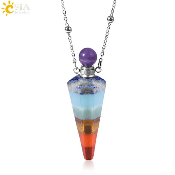 Natuursteen Kegel Parfumflesje ketting Healing Clear Quartz Crystal Hanger Reiki Essentials Olie Diffuser Flacon Ketting H119