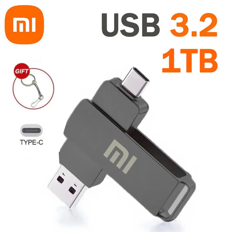 Xiaomi 16TB Flash Drive USB 3.2 High Speed USB Transfer Type-c 2-In-1 8TB 16TB OTG Pendrive Waterproof Flash Disk For Computer