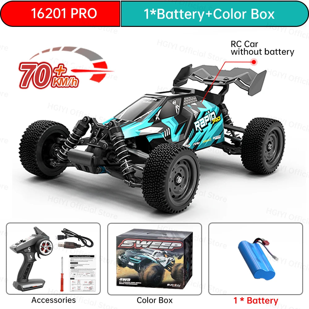 Teeggi 16101 /16102 PRO 1:16 70KM/H 4WD High Speed RC Car With LED Light Drift RC Off-Road Car Monster Truck Toy For Kid Gifts