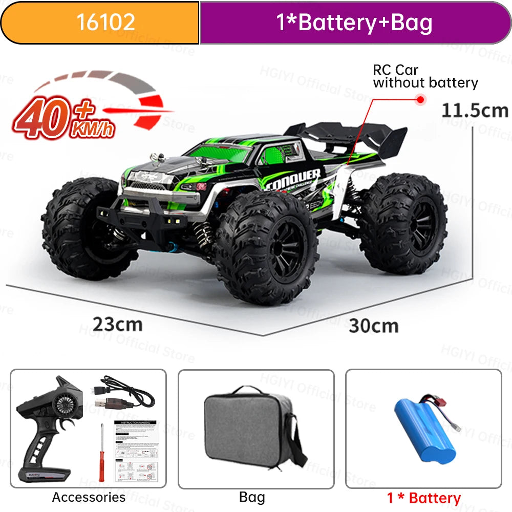 Teeggi 16101 /16102 PRO 1:16 70KM/H 4WD High Speed RC Car With LED Light Drift RC Off-Road Car Monster Truck Toy For Kid Gifts