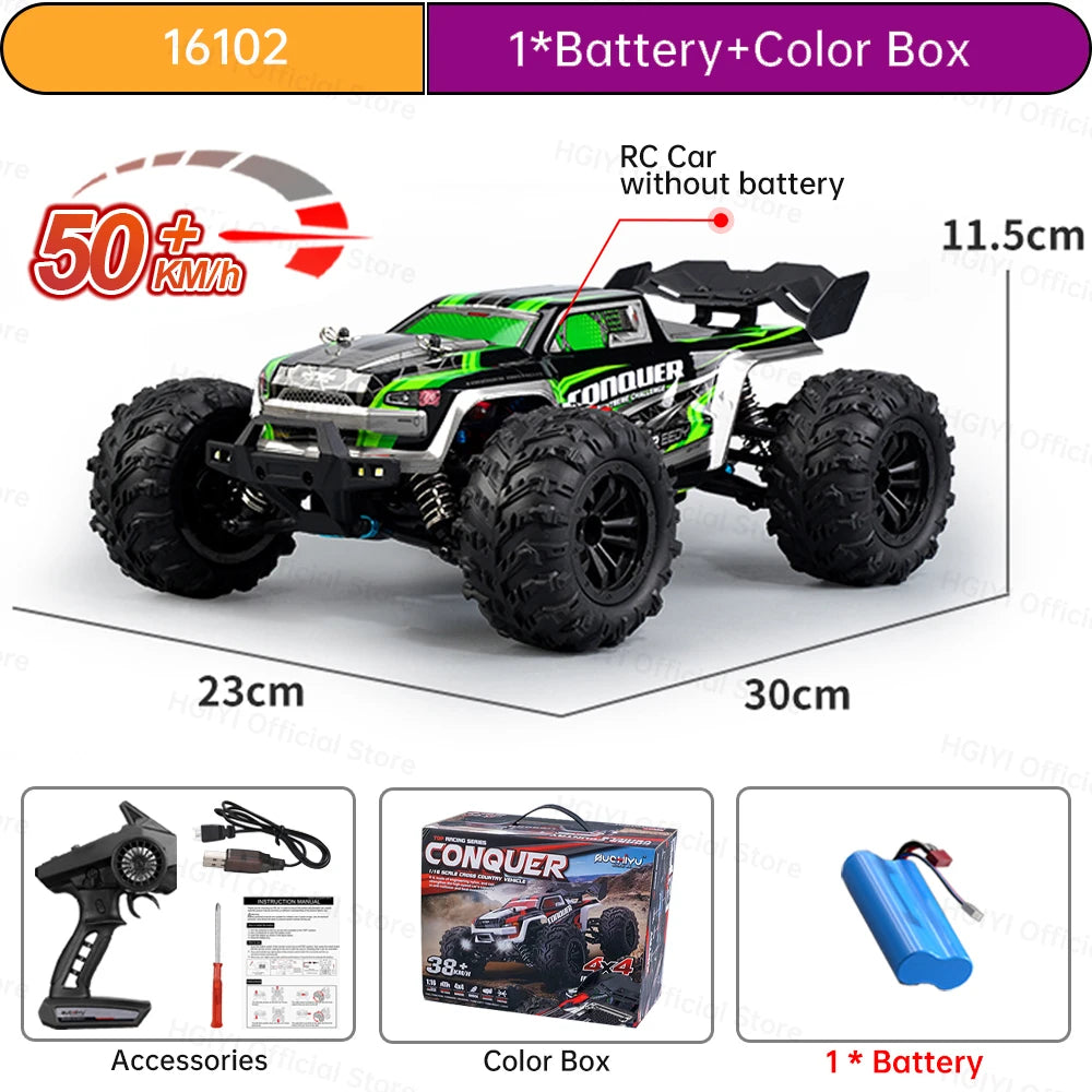 Teeggi 16101 /16102 PRO 1:16 70KM/H 4WD High Speed RC Car With LED Light Drift RC Off-Road Car Monster Truck Toy For Kid Gifts