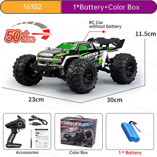 Teeggi 16101 /16102 PRO 1:16 70KM/H 4WD High Speed RC Car With LED Light Drift RC Off-Road Car Monster Truck Toy For Kid Gifts