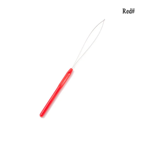 Colorful Micro Rings Loop Plastic Handle Tool Threader Pulling Needle Used With Hair Plier and Beads Feather Hair Extension Tool