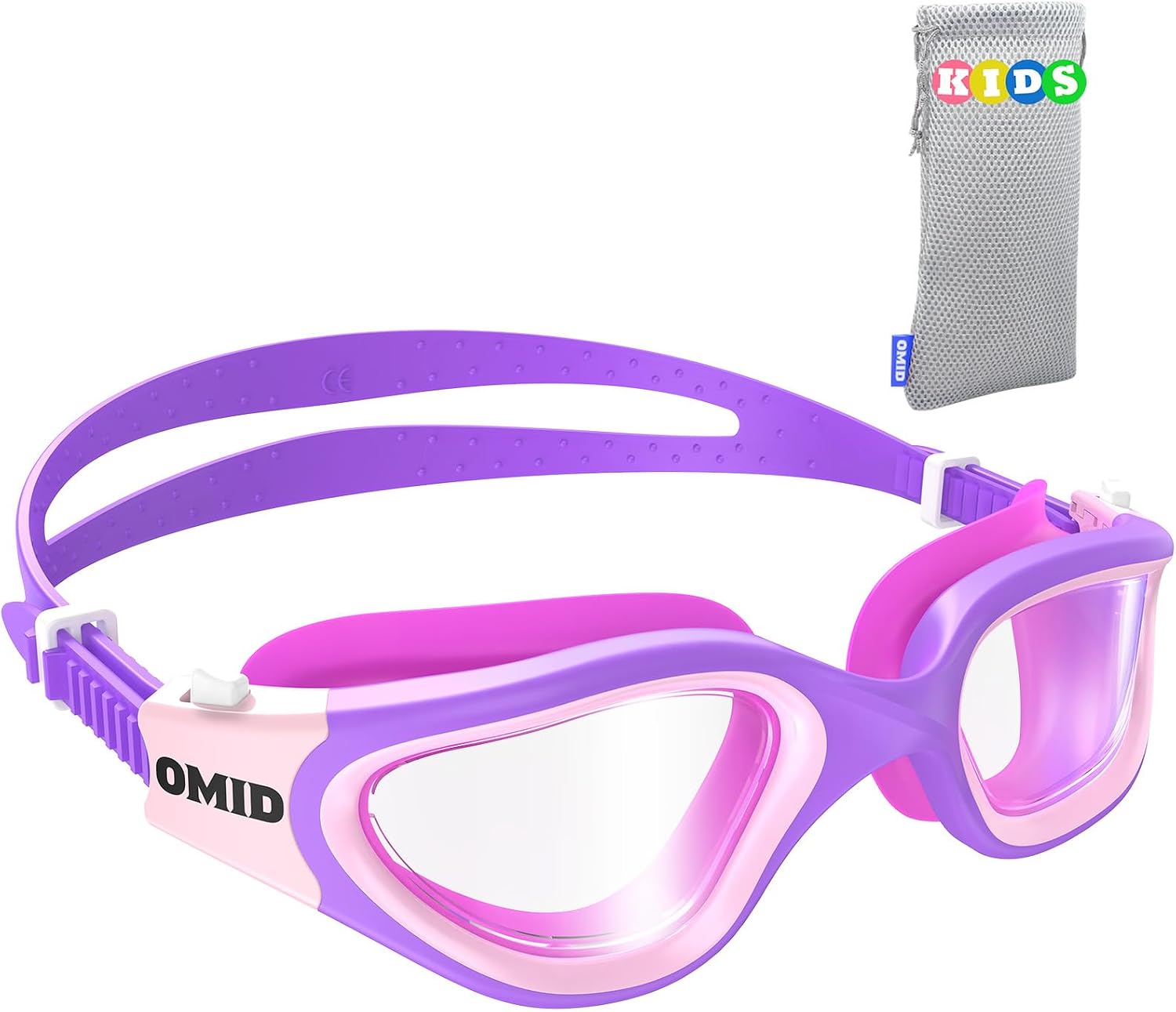 OMID Kids Swim Goggles, P2mini Lite Clear Lens Anti-Fog UV Protection Comfortable Swimming Goggles for kids Age 6-14