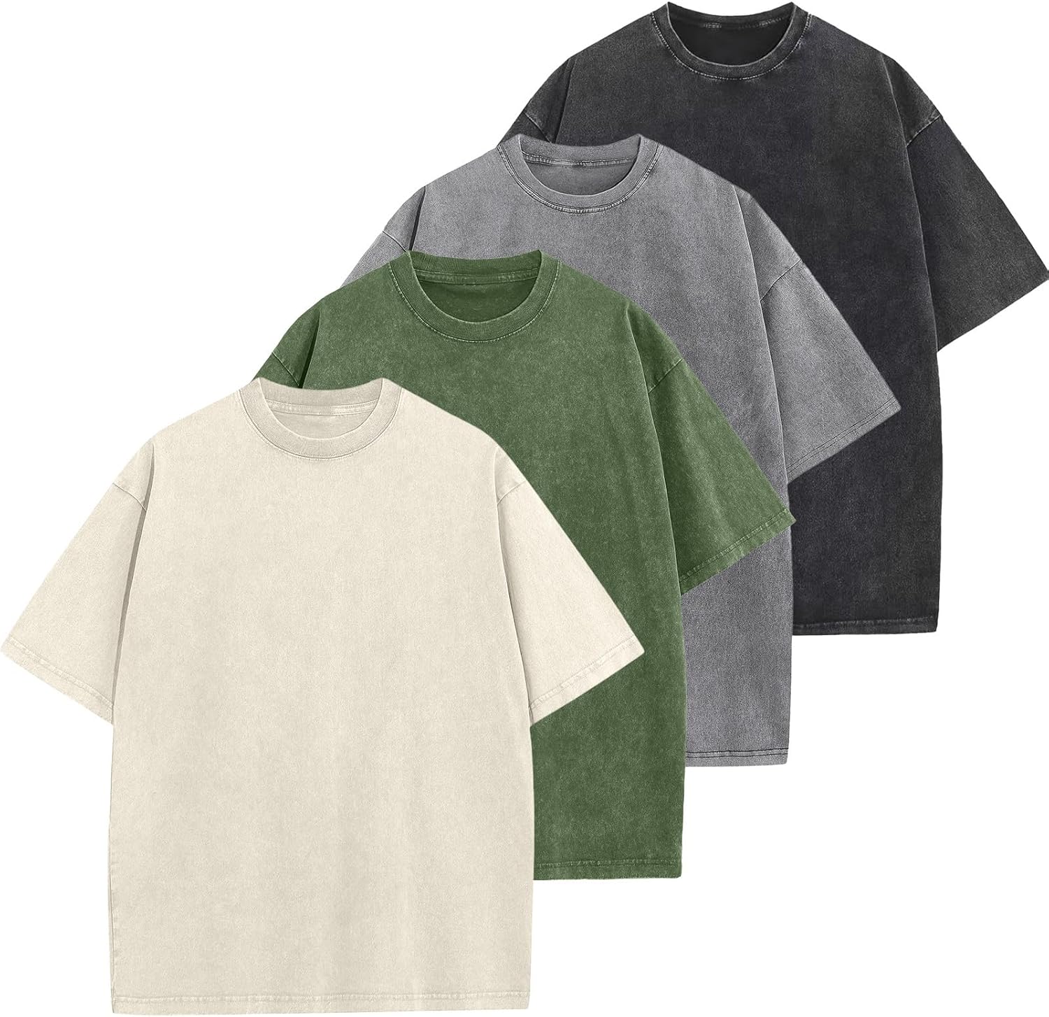 Men's Oversized Cotton T-Shirts Loose Fit Vintage Washed Tee Unisex Short Sleeve Casual Shirts Tops