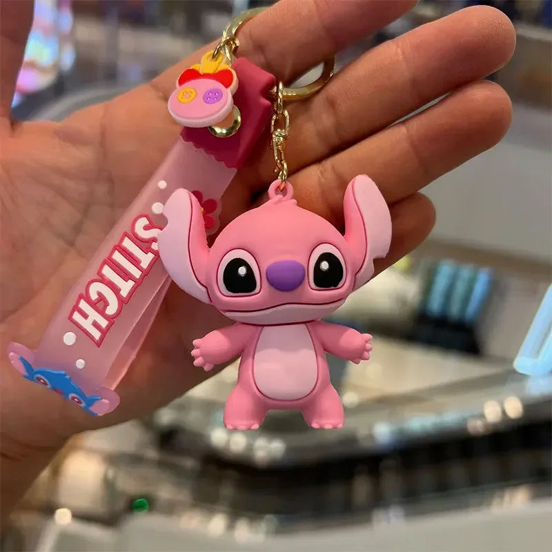 Cartoon Disney Lilo & Stitch siliconen hanger sleutelhanger voor vrouwen mannen fans mooie roze blauw paarse Stitch Angel sleutelhanger geschenken