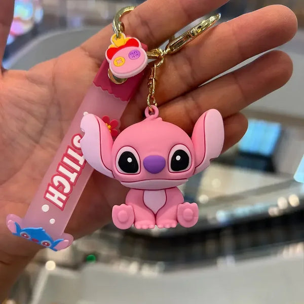 Cartoon Disney Lilo & Stitch siliconen hanger sleutelhanger voor vrouwen mannen fans mooie roze blauw paarse Stitch Angel sleutelhanger geschenken