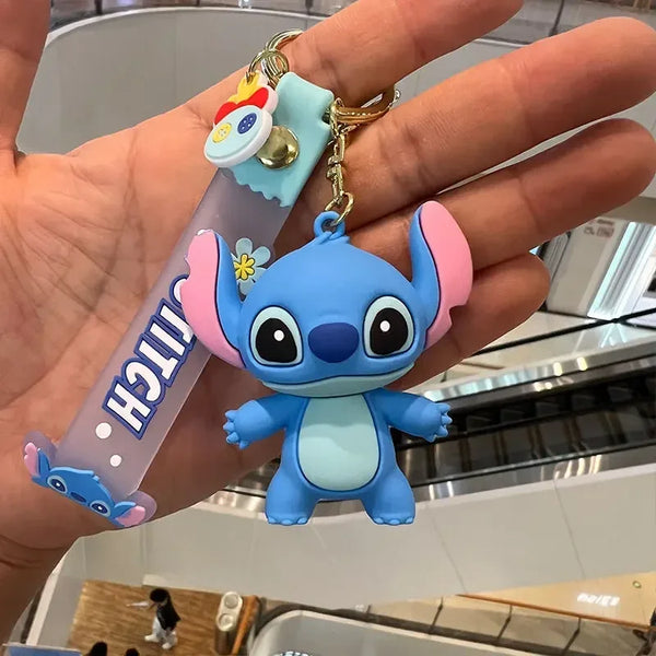 Cartoon Disney Lilo & Stitch siliconen hanger sleutelhanger voor vrouwen mannen fans mooie roze blauw paarse Stitch Angel sleutelhanger geschenken