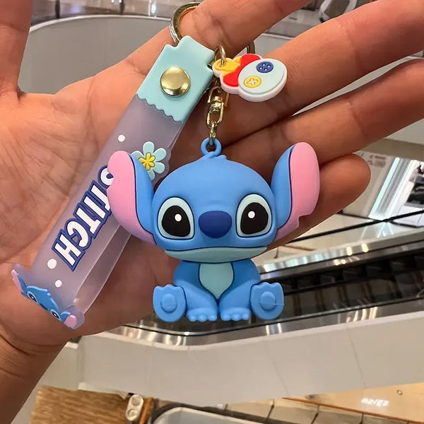 Cartoon Disney Lilo & Stitch siliconen hanger sleutelhanger voor vrouwen mannen fans mooie roze blauw paarse Stitch Angel sleutelhanger geschenken
