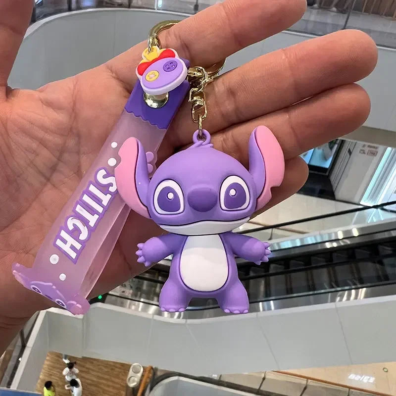 Cartoon Disney Lilo & Stitch siliconen hanger sleutelhanger voor vrouwen mannen fans mooie roze blauw paarse Stitch Angel sleutelhanger geschenken