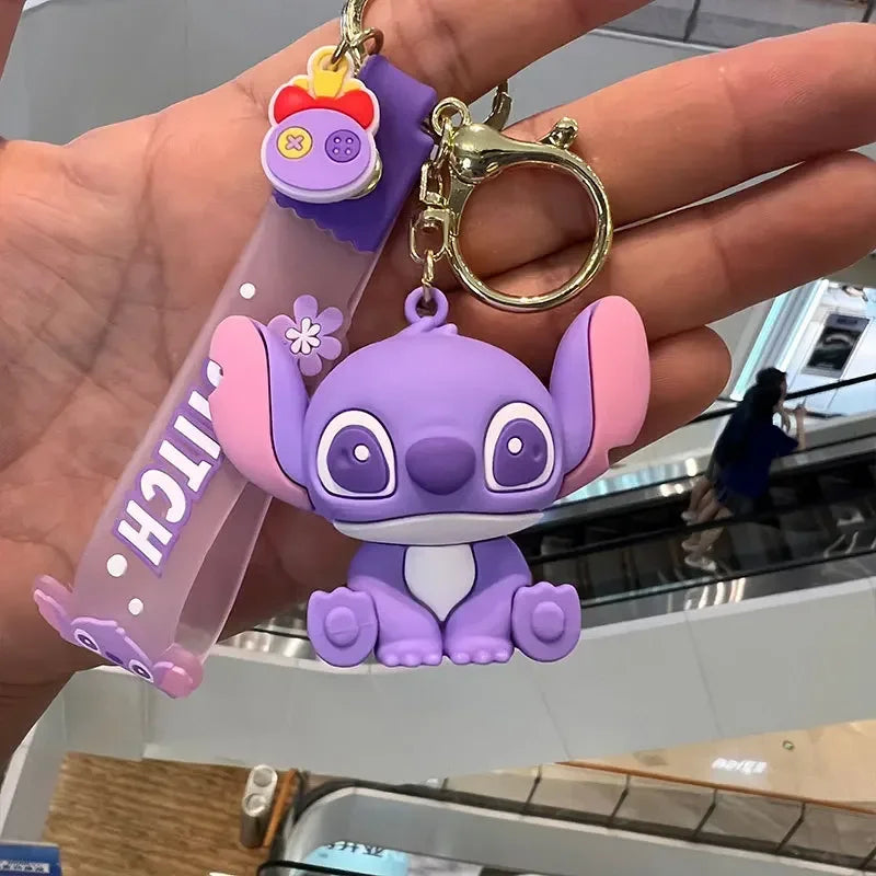 Cartoon Disney Lilo & Stitch siliconen hanger sleutelhanger voor vrouwen mannen fans mooie roze blauw paarse Stitch Angel sleutelhanger geschenken
