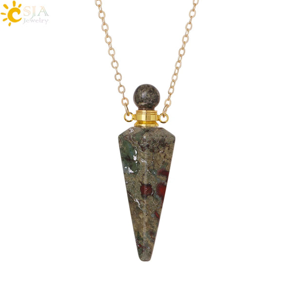 Natuursteen Kegel Parfumflesje ketting Healing Clear Quartz Crystal Hanger Reiki Essentials Olie Diffuser Flacon Ketting H119