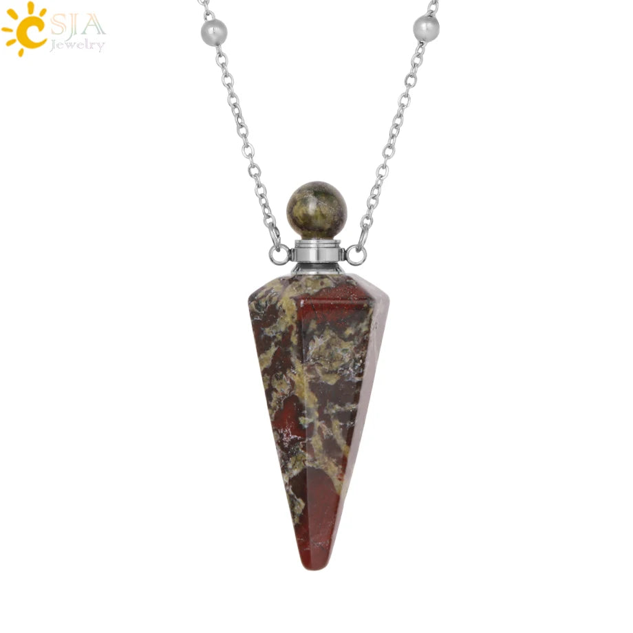 Natuursteen Kegel Parfumflesje ketting Healing Clear Quartz Crystal Hanger Reiki Essentials Olie Diffuser Flacon Ketting H119