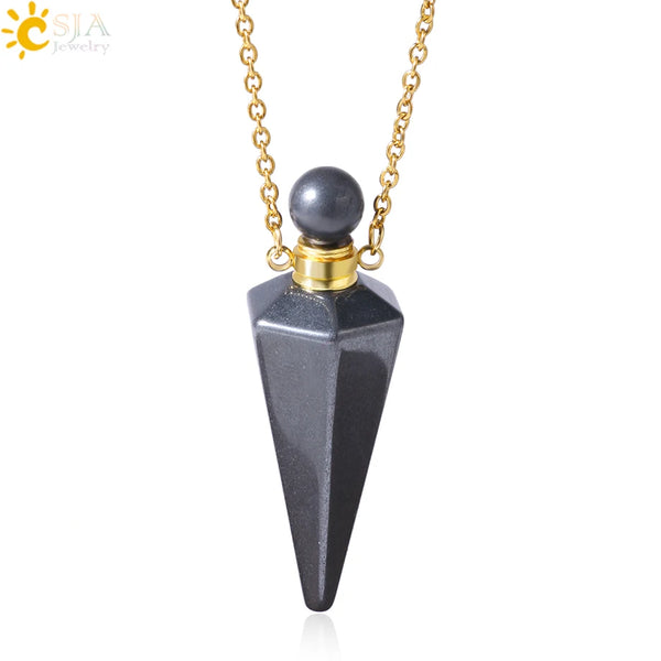 Natuursteen Kegel Parfumflesje ketting Healing Clear Quartz Crystal Hanger Reiki Essentials Olie Diffuser Flacon Ketting H119
