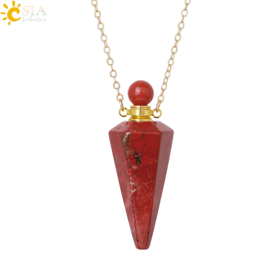 Natuursteen Kegel Parfumflesje ketting Healing Clear Quartz Crystal Hanger Reiki Essentials Olie Diffuser Flacon Ketting H119