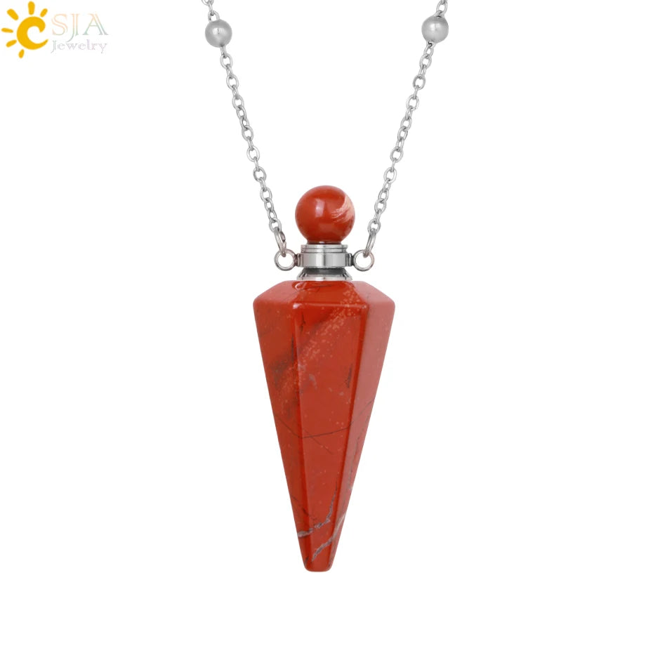 Natuursteen Kegel Parfumflesje ketting Healing Clear Quartz Crystal Hanger Reiki Essentials Olie Diffuser Flacon Ketting H119