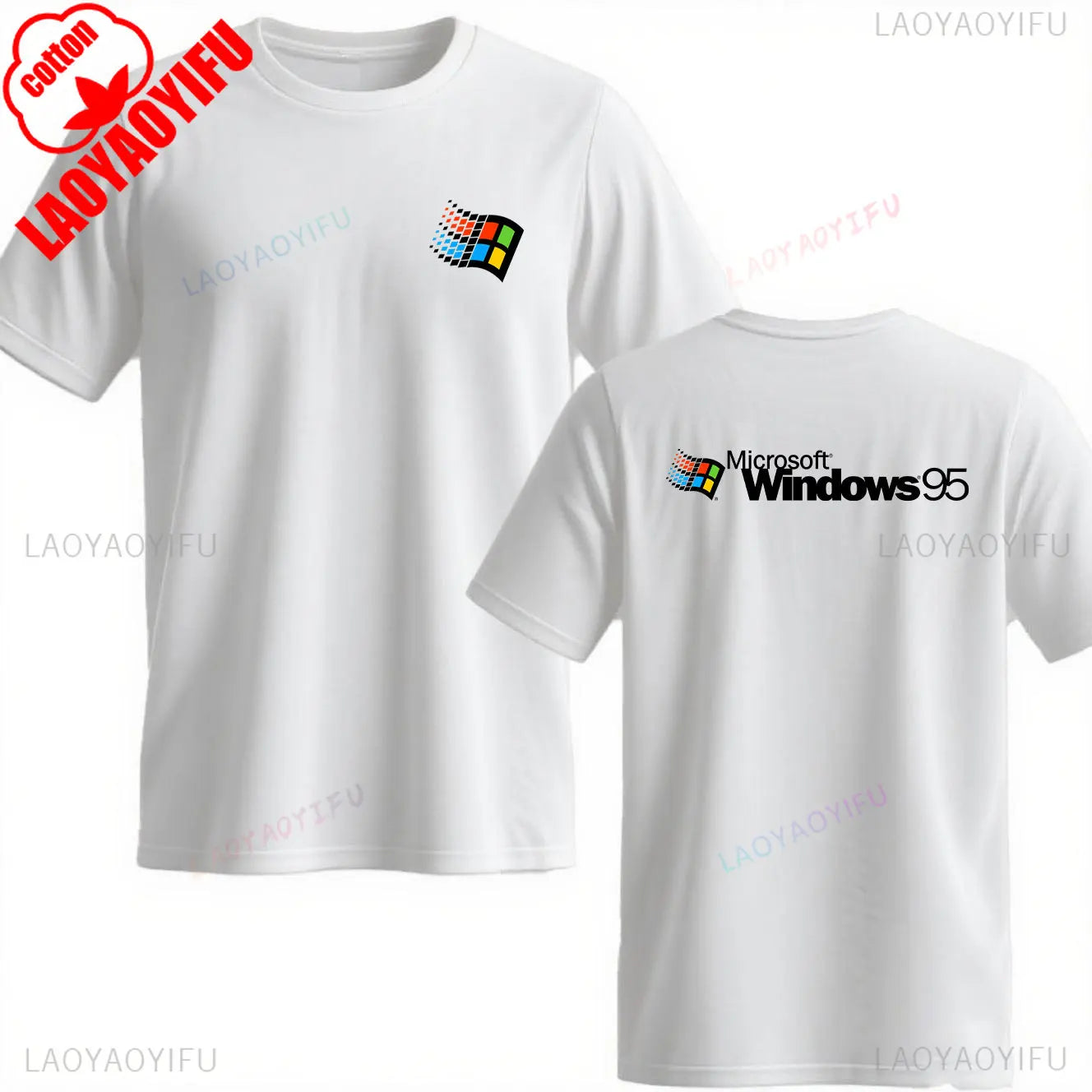 Windows 95 Small T-Shirt Summer Cotton Blouse Men 7 T Shirt Windows Casual Stylish Street Short Sleeve Gothic Vintage Streetwear