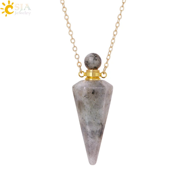 Natuursteen Kegel Parfumflesje ketting Healing Clear Quartz Crystal Hanger Reiki Essentials Olie Diffuser Flacon Ketting H119