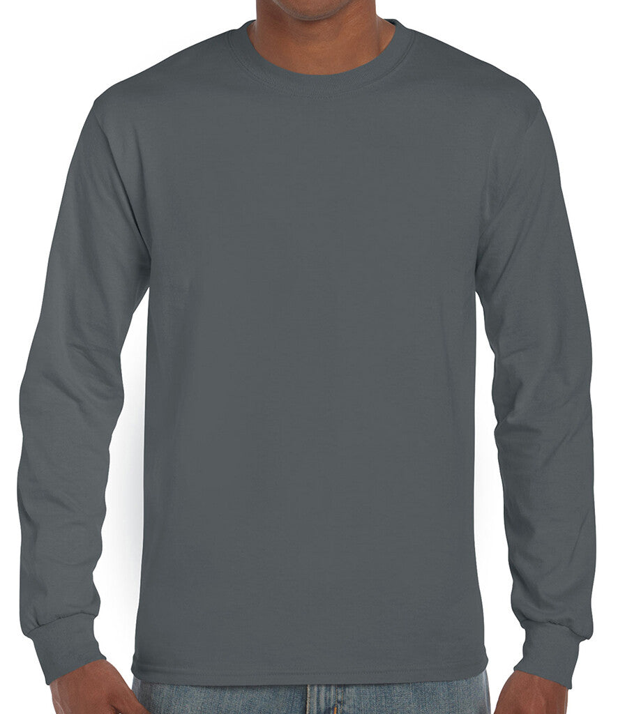 Gildan Mens Ultra Cotton Adult Long Sleeve T-Shirt Classic Fit Rib Cuffs Tee TOP
