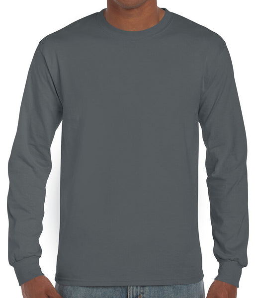 Gildan Mens Ultra Cotton Adult Long Sleeve T-Shirt Classic Fit Rib Cuffs Tee TOP