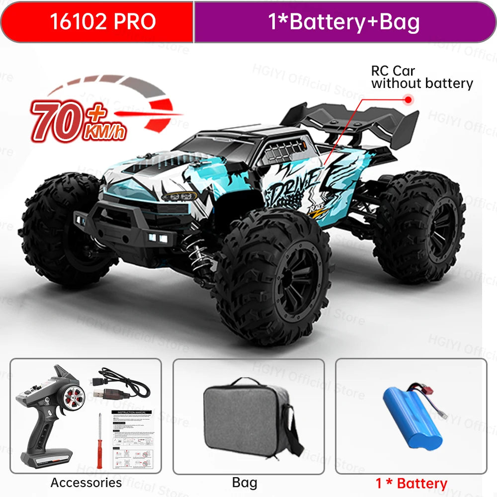 Teeggi 16101 /16102 PRO 1:16 70KM/H 4WD High Speed RC Car With LED Light Drift RC Off-Road Car Monster Truck Toy For Kid Gifts