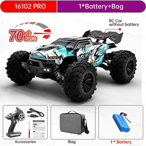 Teeggi 16101 /16102 PRO 1:16 70KM/H 4WD High Speed RC Car With LED Light Drift RC Off-Road Car Monster Truck Toy For Kid Gifts