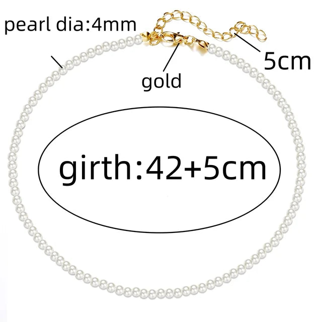 4mm-6mm Imitation Pearl Pendant Necklace for Women Elegant Romantic Invisible Fish Wire Clavicle Bead Collares Wedding Jewelry