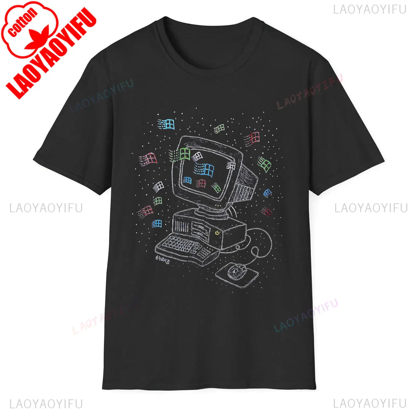 Windows 95 Small T-Shirt Summer Cotton Blouse Men 7 T Shirt Windows Casual Stylish Street Short Sleeve Gothic Vintage Streetwear