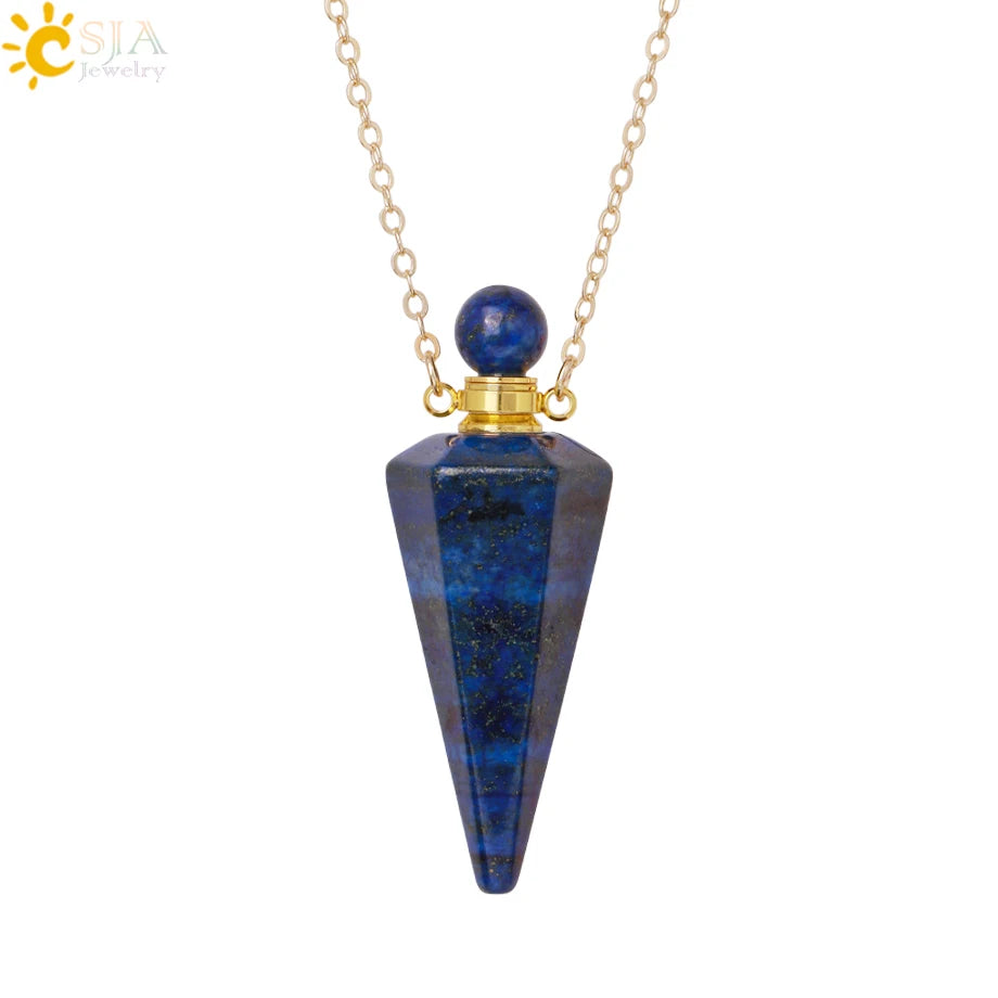 Natuursteen Kegel Parfumflesje ketting Healing Clear Quartz Crystal Hanger Reiki Essentials Olie Diffuser Flacon Ketting H119