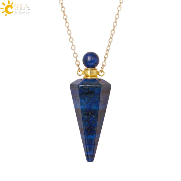 Natuursteen Kegel Parfumflesje ketting Healing Clear Quartz Crystal Hanger Reiki Essentials Olie Diffuser Flacon Ketting H119