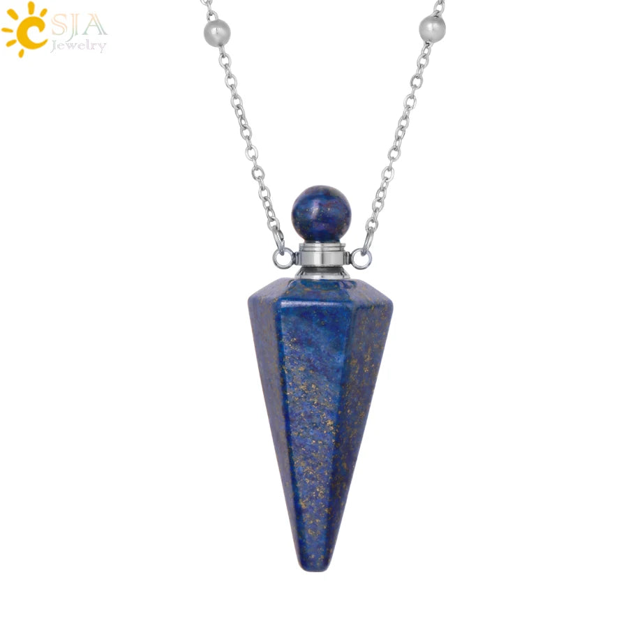 Natuursteen Kegel Parfumflesje ketting Healing Clear Quartz Crystal Hanger Reiki Essentials Olie Diffuser Flacon Ketting H119
