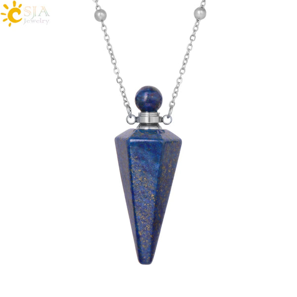 Natuursteen Kegel Parfumflesje ketting Healing Clear Quartz Crystal Hanger Reiki Essentials Olie Diffuser Flacon Ketting H119