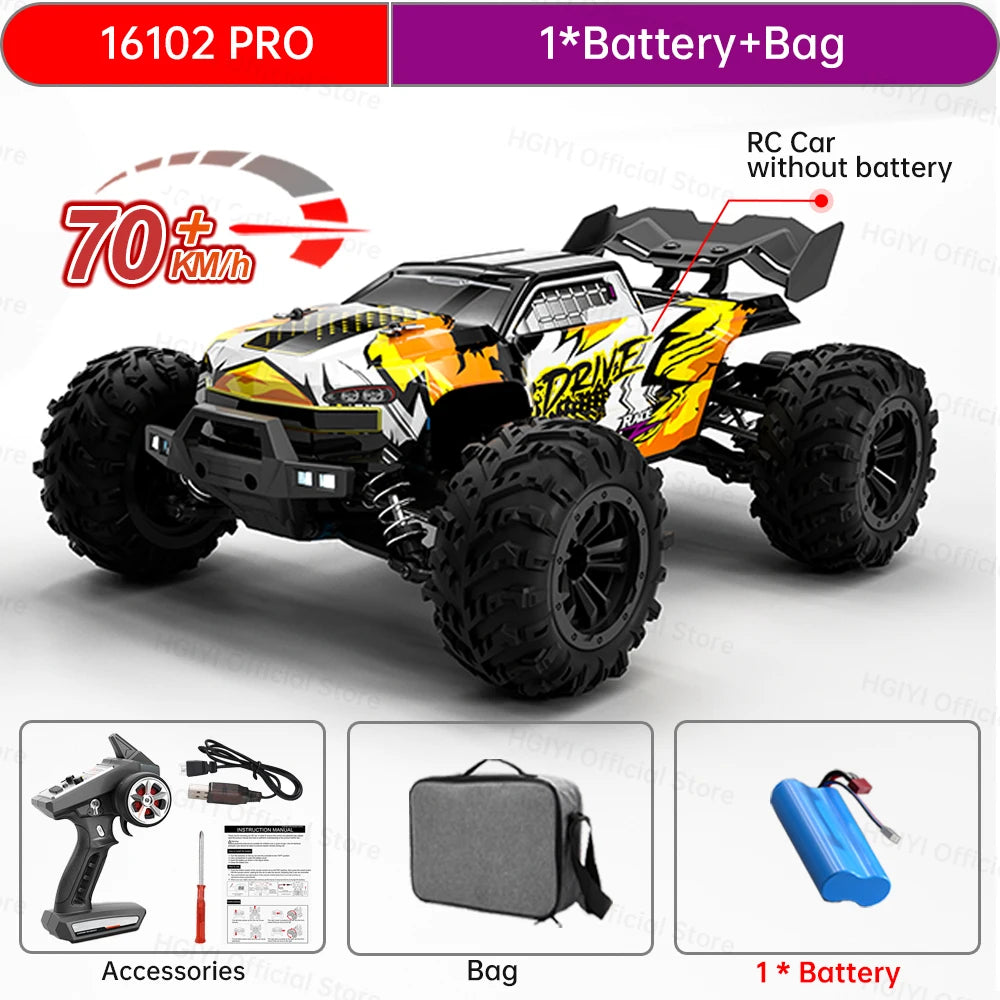 Teeggi 16101 /16102 PRO 1:16 70KM/H 4WD High Speed RC Car With LED Light Drift RC Off-Road Car Monster Truck Toy For Kid Gifts