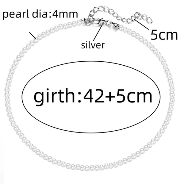 4mm-6mm Imitation Pearl Pendant Necklace for Women Elegant Romantic Invisible Fish Wire Clavicle Bead Collares Wedding Jewelry