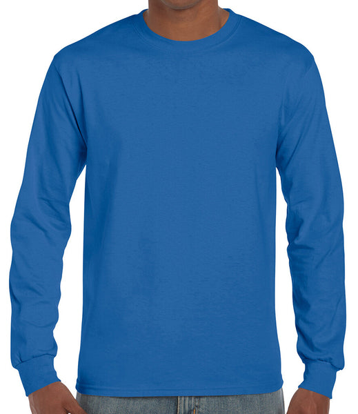 Gildan Mens Ultra Cotton Adult Long Sleeve T-Shirt Classic Fit Rib Cuffs Tee TOP